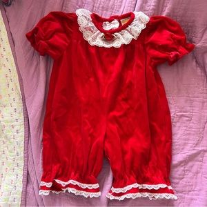 Darling red vintage(coming things), lace collar outfit-6 months